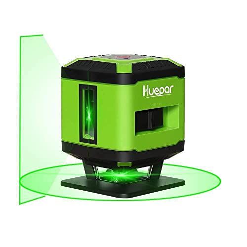 Huepar FL360G: Niveau Laser 1 x 360, au sol pour Carrelage Pose, Laser à Croix Vert Auto-nivellement Commutable, Ligne Horizontale de 360 degrés, 15m Rayon de Travail (Utilisation en Intérieur)