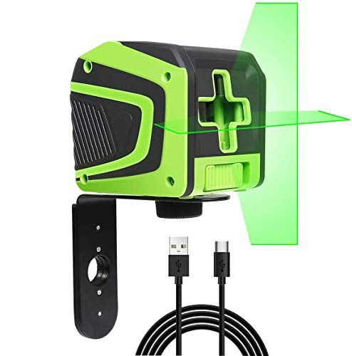 Huepar 5011G: Niveau Laser en Croix avec Batterie Li-ion Rechargeable, Faisceau Vert à Nivellement Automatique avec Mode d'impulsion, Port de charge USB-C, Application au plafond/sol/mur
