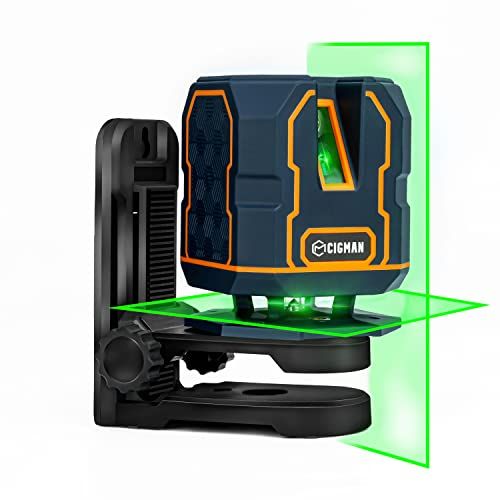 CIGMAN Niveau Laser Vert Auto-Nivelant: Niveau Laser 360° et Ligne Verticale à 180° pour Carrelage, Perçage, Batterie Rechargeable, Support Magnétique, Plage de Travail : 30M
